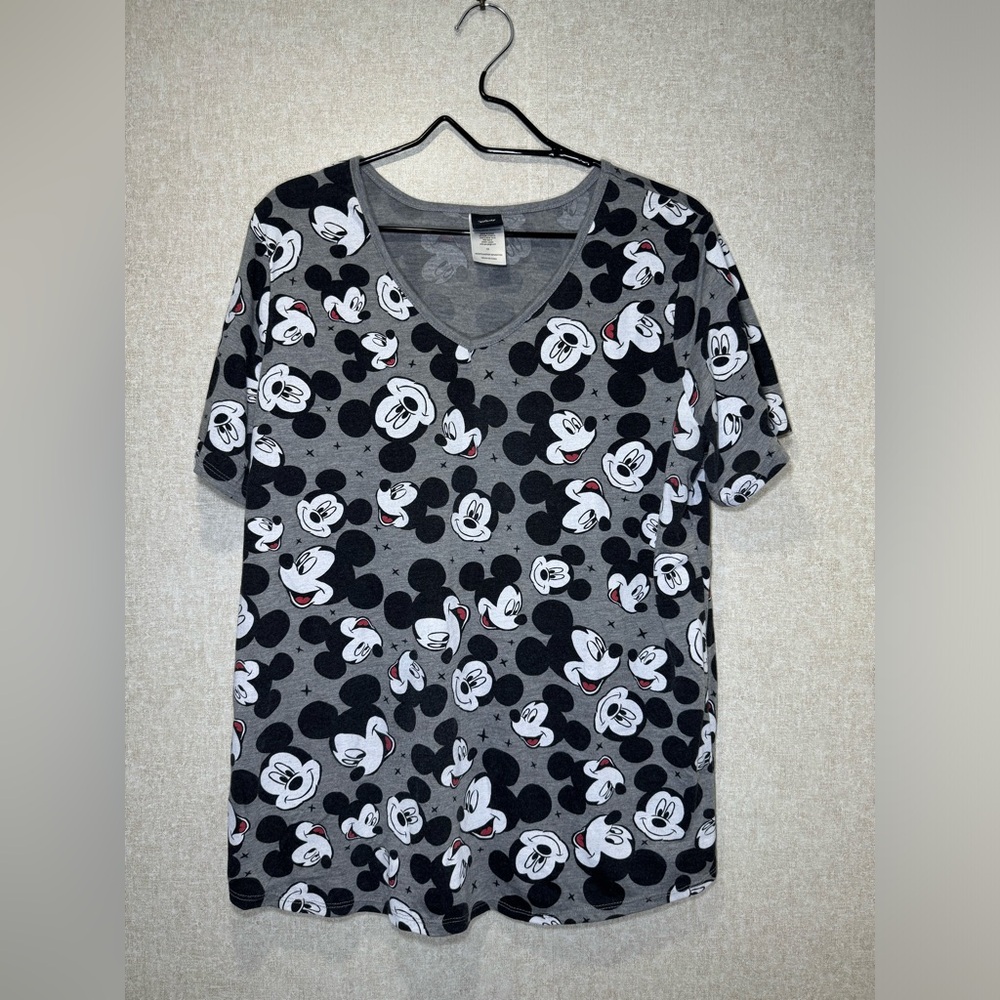 Disney Mickey Mouse All Over Faces Print Tee Shirt Size 1X